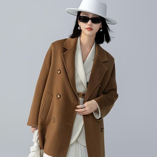 馥迦气质优雅大气长款短款驼绒大衣 商品图2