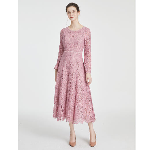 司歌蕾丝长袖连衣裙气质优雅长裙A881027 商品图4