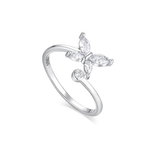 KADER卡蒂罗 冰晶蝴蝶 翩翩蝶舞造型设计梦幻开口可调节 S925银 戒指 女款 银白色 商品图1