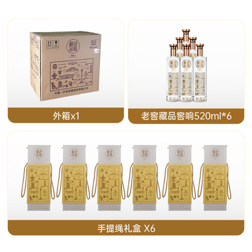【老窖藏品精品组合】老窖藏品窖响 42度 520ml*6+老窖藏品臻传 52%vol 520ml*6+老窖藏品悦传（附酒具）52度 520ml*6  泸州老窖官方旗舰店 商品图2
