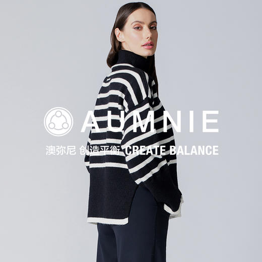 【AUMNIE】黑白条纹高领毛衣 RELAXED STRIPED TURTLENECK SWEATER 商品图2