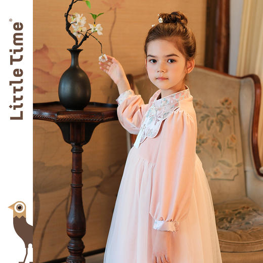 littletime女童红色中国风拜年服长袖连衣裙宝宝洋气小女孩公主裙 商品图4