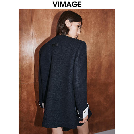 VIMAGE纬漫纪冬季新款通勤修身显瘦洋气撞色外套女V2014614 商品图4