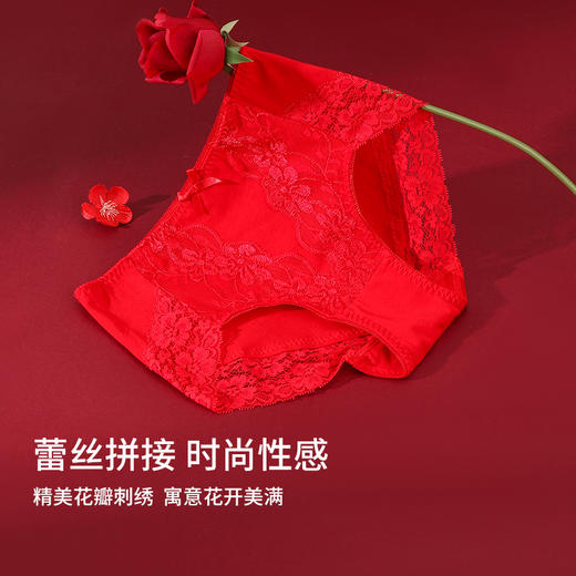 雅黛丽内衣女小胸聚拢红色本命年结婚新娘文胸套装无钢圈性感胸罩 商品图3