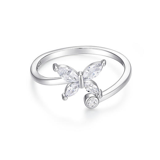 KADER卡蒂罗 冰晶蝴蝶 翩翩蝶舞造型设计梦幻开口可调节 S925银 戒指 女款 银白色 商品图0