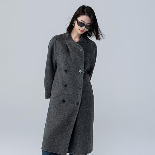 馥迦长款中款立领多扣骆驼绒大衣外套 商品图3