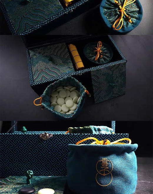 云子围棋珍盻套装湖蓝孔雀蓝黑白棋礼品天然石 商品图6