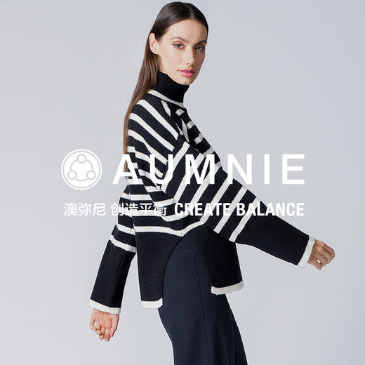 【AUMNIE】黑白条纹高领毛衣 RELAXED STRIPED TURTLENECK SWEATER 商品图3