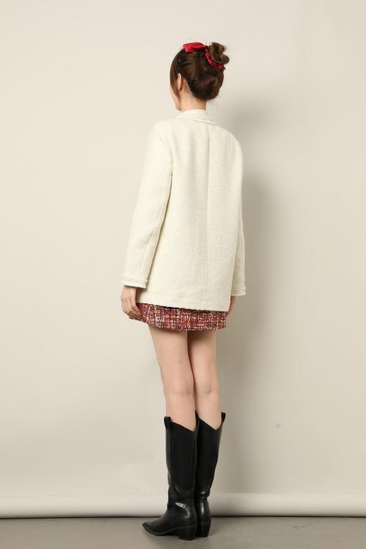 Le Malene 白色小香风夹棉粗花呢圆领西装外套 17655 商品图5