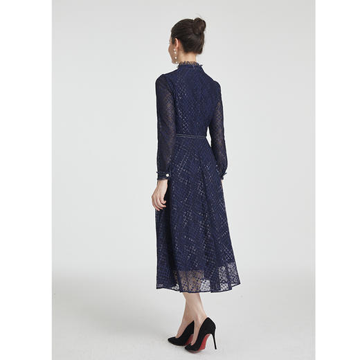 司歌蕾丝长袖连衣裙端庄复古气质长裙A881086 商品图3