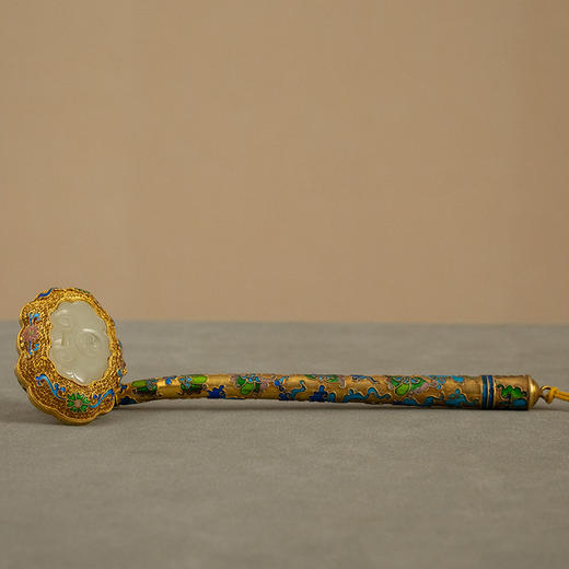 清 银鎏金累丝烧蓝嵌玉如意 商品图4