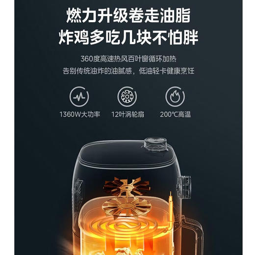 美的（Midea）美的（Midea）空气炸锅家用 3L容量 多功能全自动 不粘内胆 大功率电炸锅 双旋钮操控 KZE3004 商品图4