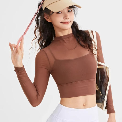 跃牌【禅语梵心系列】性感网纱瑜伽服长袖 CX2418 商品图0