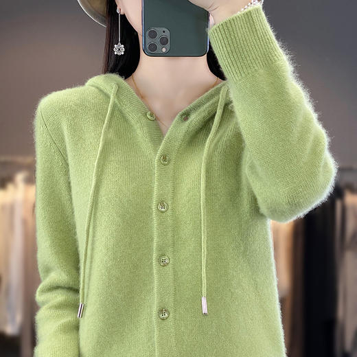 QH-RY379连帽针织开衫女秋冬新款上衣宽松短款毛衣外搭帽衫卫衣韩版外搭 商品图3