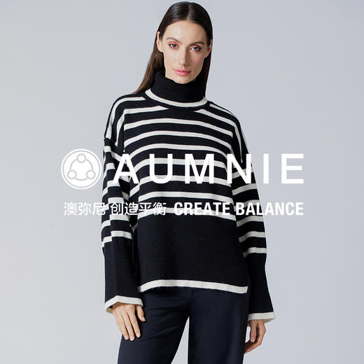 【AUMNIE】黑白条纹高领毛衣 RELAXED STRIPED TURTLENECK SWEATER 商品图0