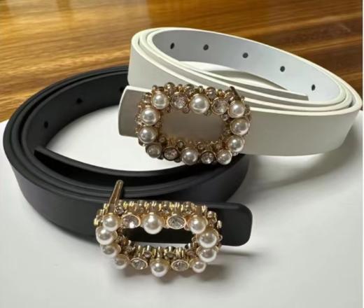 女装新款珍珠钻扣羊皮腰带2245 商品图0