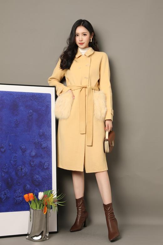 Le Malene 奶黄色羊绒大衣 16703 商品图1