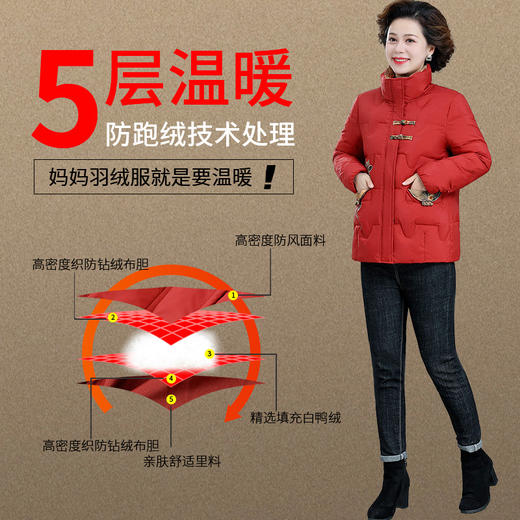 中国风妈妈羽绒服短款气质刺绣棉袄外套（货号 ML2378） 商品图1