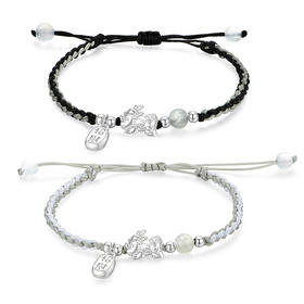 KADER卡蒂罗 招财纳福貔貅手饰龙年吉祥配饰本命年好运新中式复古国风饰品 福运吞金兽萌趣造型 S925银 手链 男女同款情侣款 礼物