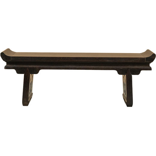 二十世纪 紫檀一块玉透雕如意云纹翘头案中案摆件 商品图5