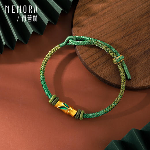 足金竹节转运珠中国风黄金和田玉手链手绳送女友礼物MEMORA诗普琳HBE08701、HBE08702（线上专供） 商品图5