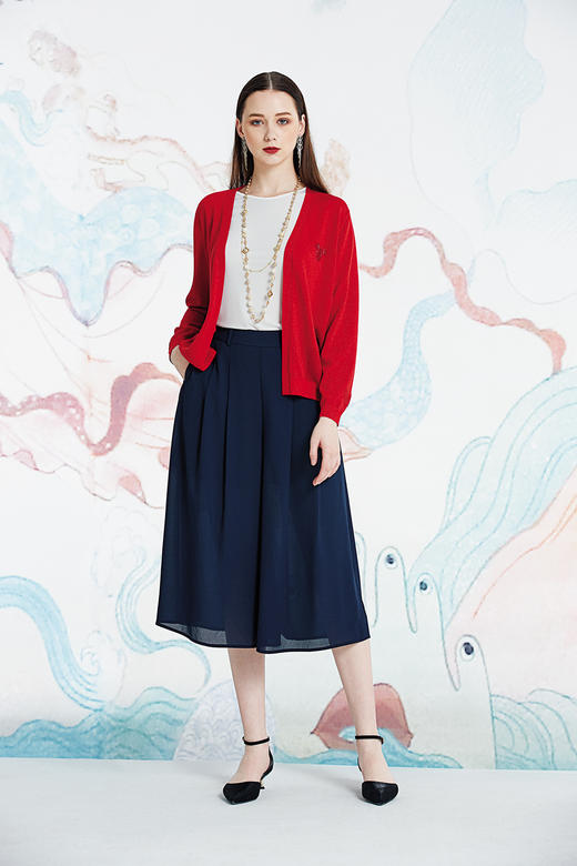 【伯妮斯茵】薄款外套优雅气质针织衫--胭脂色--《LSF》1E6025 商品图3