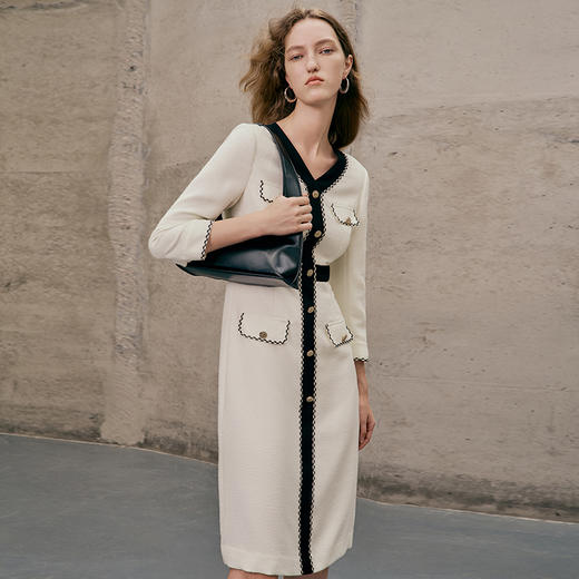 EITIE爱特爱春季新款气质小香风通勤收腰显瘦连衣裙7307004 商品图2