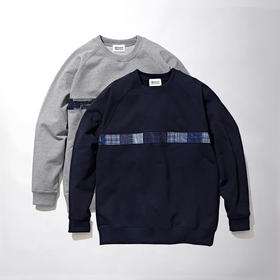 KUON Boro Trimmed Sweatshirt 日本古布拼接圆领长袖卫衣 套衫