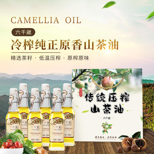 香港最受欢迎品牌 送礼佳品-健康营养油 六千嵗传统压榨山茶油 礼盒装250ml*6 商品图0