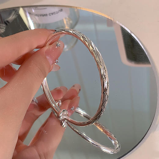 KADER卡蒂罗 星光点点 S999纯银浪漫银河时尚设计开口可调节实心配饰 闪耀星辰精致光芒首饰手镯 女款 礼物 商品图2