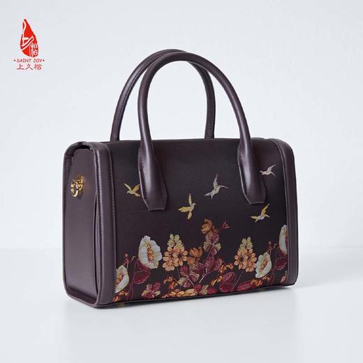 SAINTJOY/上久楷 女士宋锦拎包 黑色 酒红 生机 拎包 BWS23A0801 商品图13