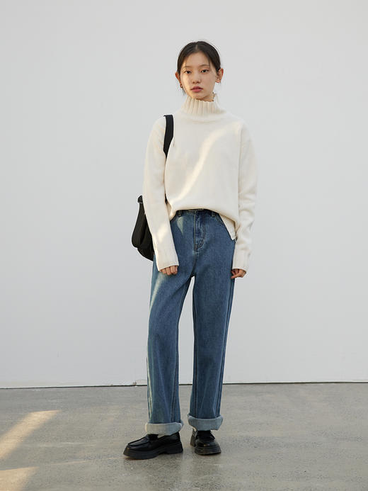 步履不停/3D42071C/加绒微宽松直筒牛仔裤 商品图1