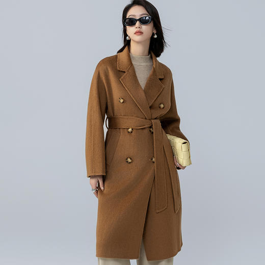 馥迦气质优雅大气长款短款驼绒大衣 商品图3