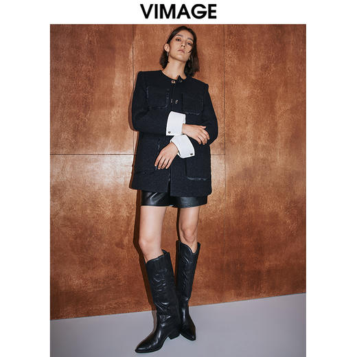 VIMAGE纬漫纪冬季新款通勤修身显瘦洋气撞色外套女V2014614 商品图2