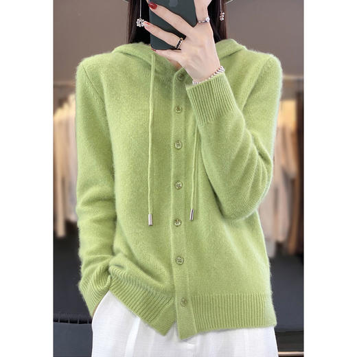 QH-RY379连帽针织开衫女秋冬新款上衣宽松短款毛衣外搭帽衫卫衣韩版外搭 商品图7