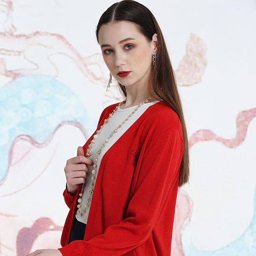 【伯妮斯茵】薄款外套优雅气质针织衫--胭脂色--《LSF》1E6025 商品图2