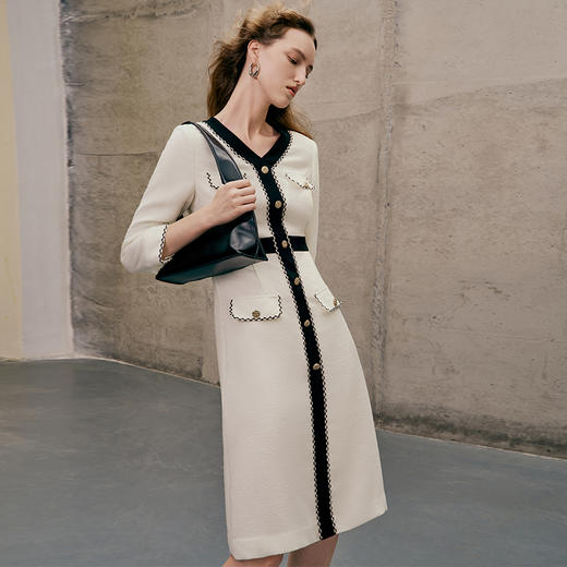 EITIE爱特爱春季新款气质小香风通勤收腰显瘦连衣裙7307004 商品图3