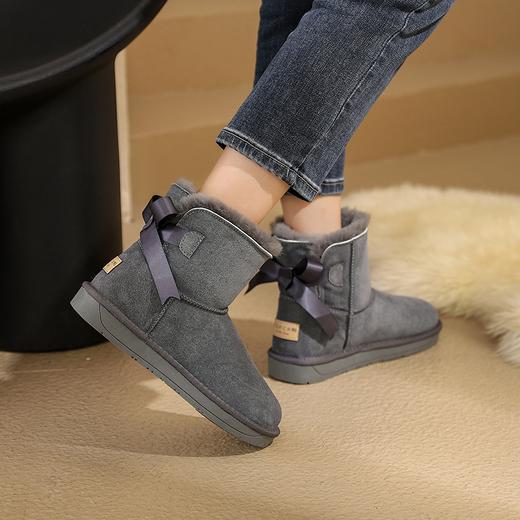 阿么手工女鞋秋冬时尚雪地靴真皮保暖2024新款百搭2CM厚底短靴女 商品图2