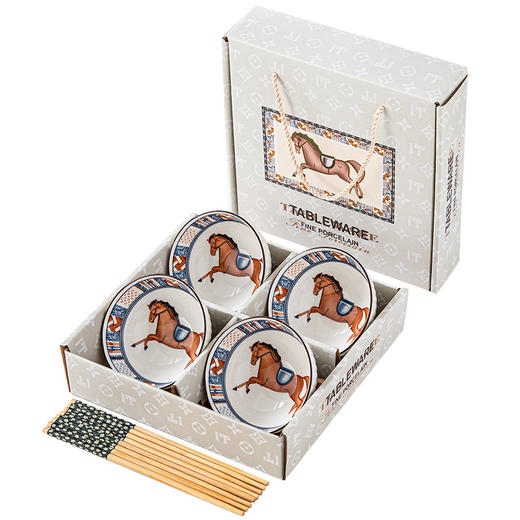 【马到成功❗️陶瓷碗筷礼品】盒装套装 银行结婚 乔迁送礼 伴手礼 年会活动奖品 创意图案寓意美好伴手礼新年礼盒年货礼盒 商品图4