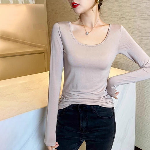 裁缝学苑AX144 U领打底衫内搭长袖t恤纸样女装新款加绒上衣服装打板 商品图5