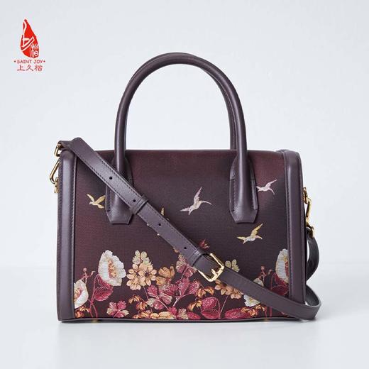 SAINTJOY/上久楷 女士宋锦拎包 黑色 酒红 生机 拎包 BWS23A0801 商品图11