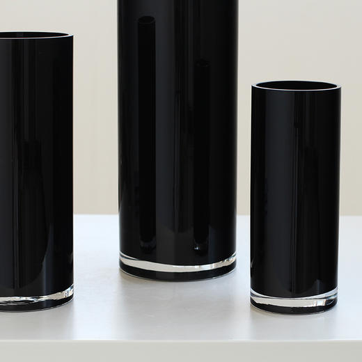 碧轩现代简约黑色直筒玻璃花瓶酒店大堂装饰婚庆圆柱桌面水培花器 商品图8