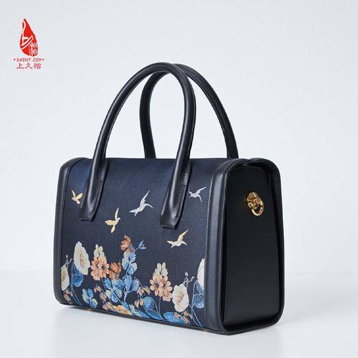 SAINTJOY/上久楷 女士宋锦拎包 黑色 酒红 生机 拎包 BWS23A0801 商品图3