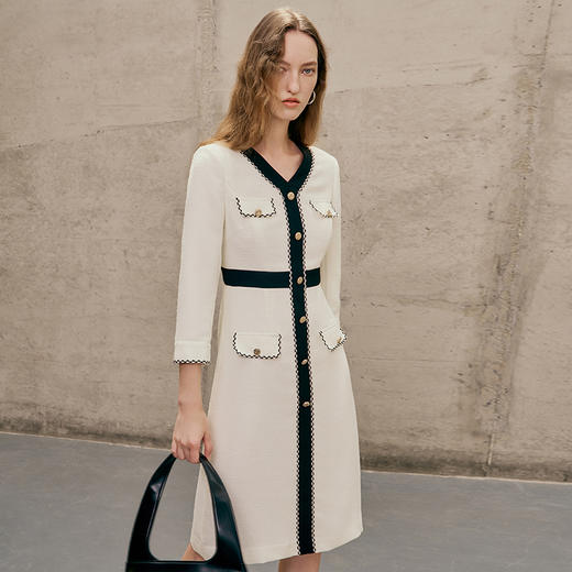 EITIE爱特爱春季新款气质小香风通勤收腰显瘦连衣裙7307004 商品图1