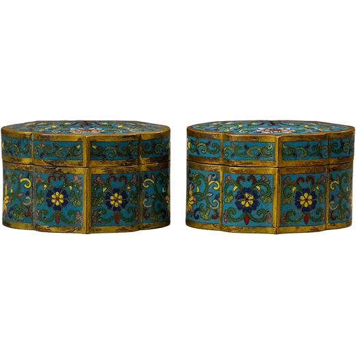 清 铜胎掐丝珐琅如意形香盒（一对） 商品图5