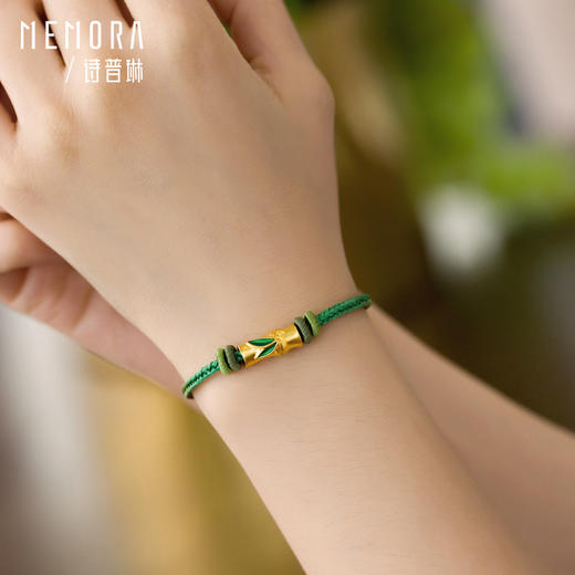 足金竹节转运珠中国风黄金和田玉手链手绳送女友礼物MEMORA诗普琳HBE08701、HBE08702（线上专供） 商品图3