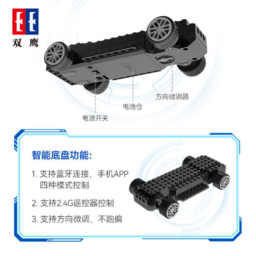 【双鹰】咔搭积木遥控跑车传说RS仿真车模型拼装玩具1:20 保时捷RS(2.4GH+APP双模)(2303版)赛车儿童节日礼物 商品图2