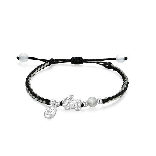 KADER卡蒂罗 招财纳福貔貅手饰龙年吉祥配饰本命年好运新中式复古国风饰品 福运吞金兽萌趣造型 S925银 手链 男女同款情侣款 礼物 商品图1