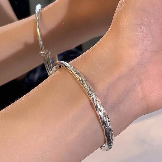 KADER卡蒂罗 星光点点 S999纯银浪漫银河时尚设计开口可调节实心配饰 闪耀星辰精致光芒首饰手镯 女款 礼物 商品图1