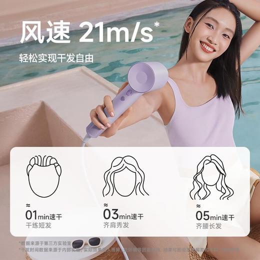 徕芬Laifen SE 家用电吹风大功率高速吹风机负离子大风力速干低噪音莱芬便携无叶不伤发风筒 浅紫色 商品图3